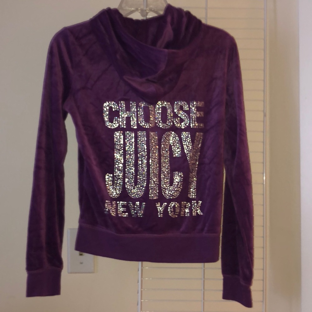 JUICY COUTURE purple velvet hooded zip up